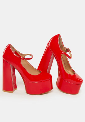 Red Sparkley Patent Platform Heels
