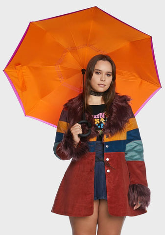 Sorbet/Turmeric Unbelievabrella Reverse 48" Arc Closing Stick Umbrella