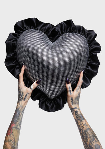 Billionaire Bling Rhinestone Heart Pillow