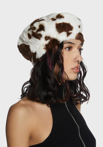 Chocolate Endless Adventure Faux Fur Beret