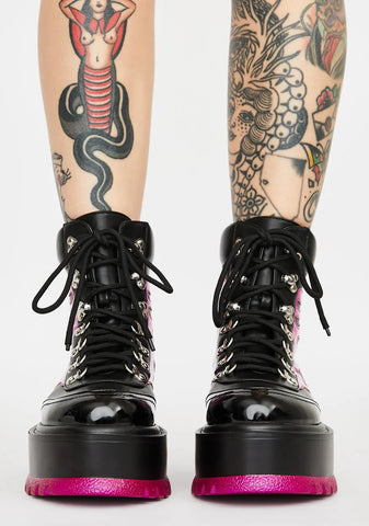 Purple Helios Flame Combat Boots