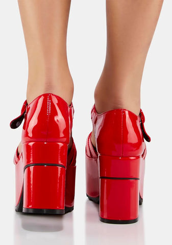 Red Patent Platform Sandals