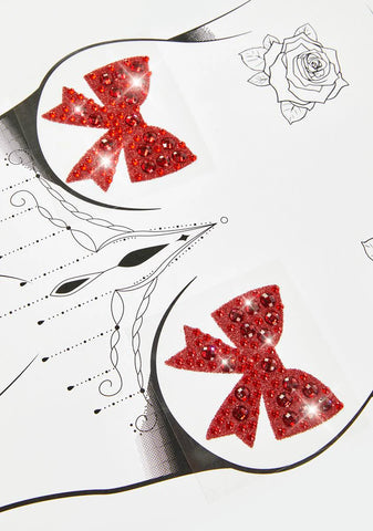 Pleasure's Mine Rhinestone Bow Pasties