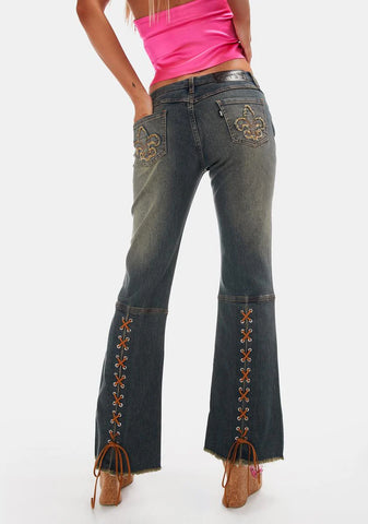 Jaida Lace-Up Jeans