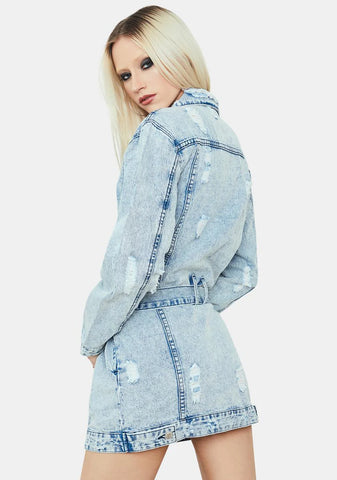World Of Trouble Belted Denim Jacket