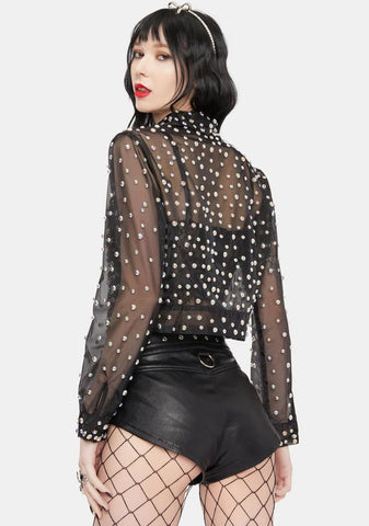 No Comment Mesh Crop Jacket