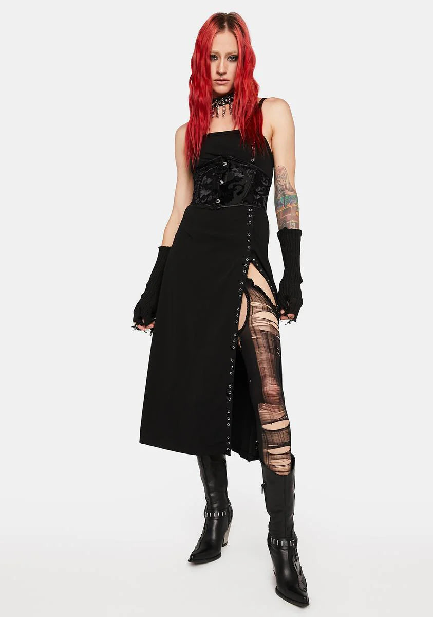 Dark Long Slip Dress