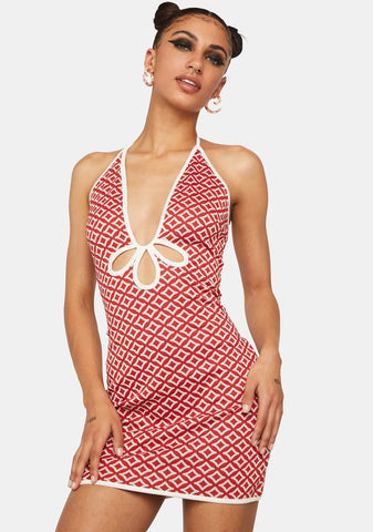 Cut Out Halter Mini Dress