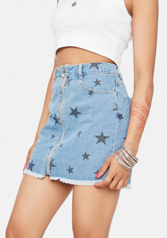 One Hit Wonder Star Denim Skirt