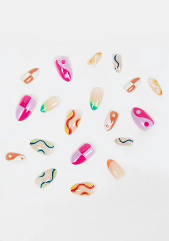 Retro Swirl Press On Nails