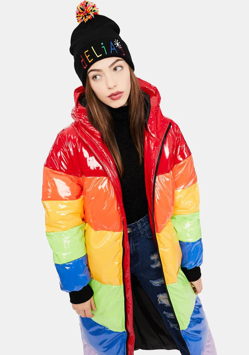 Sweet Retreat Rainbow Puffer Parka