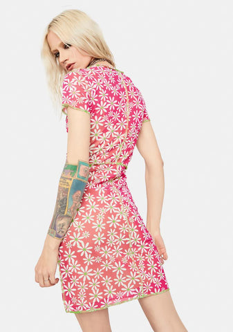 Slasher Floral Mesh Mini Dress