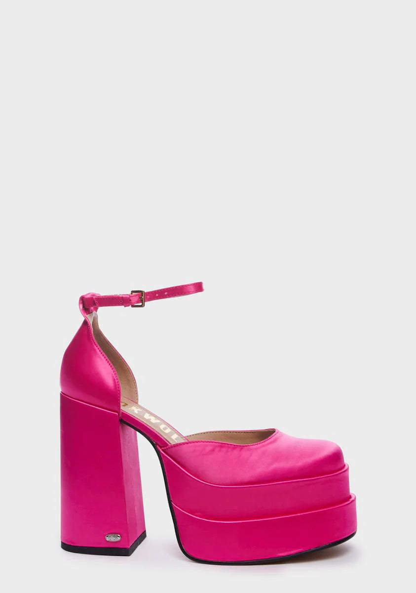 Charlie Satin Platform Heels - Pink