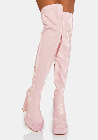 Pink Osborne Thigh High Boots