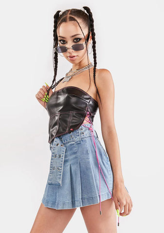 Stay Away Vegan Leather Corset