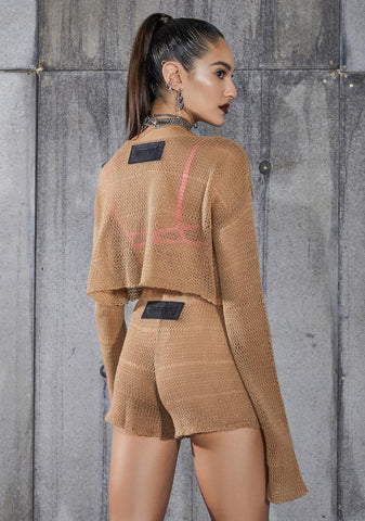 Snare Tan Sheer Knit Shorts