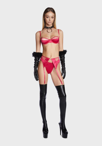 Bra Garter Belt And Panty Set