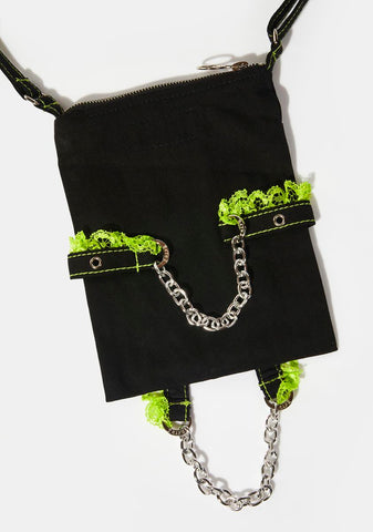 Green Lace Cross Body Bag