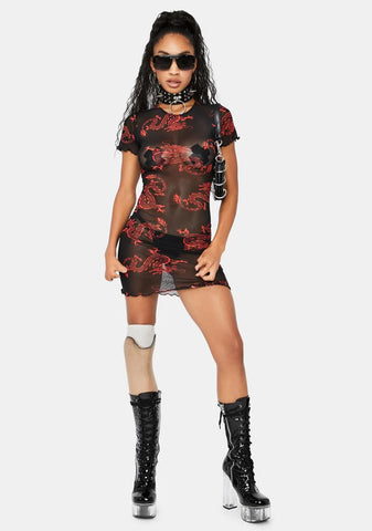 She Breathes Fire Mesh Dress