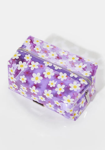 Lilac Daisy Makeup Bag