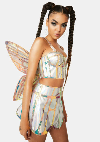 Butterfly Supreme Holographic Bustier Top