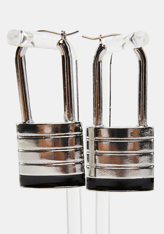 Never Open Oversized Lock Earrings