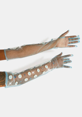 Azure Give A Little More Sheer Gloves