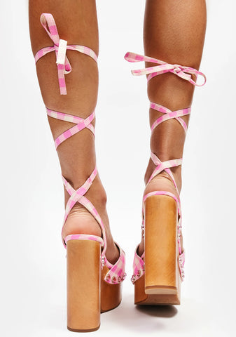 Smore Sweetness Gingham Platform Sandals