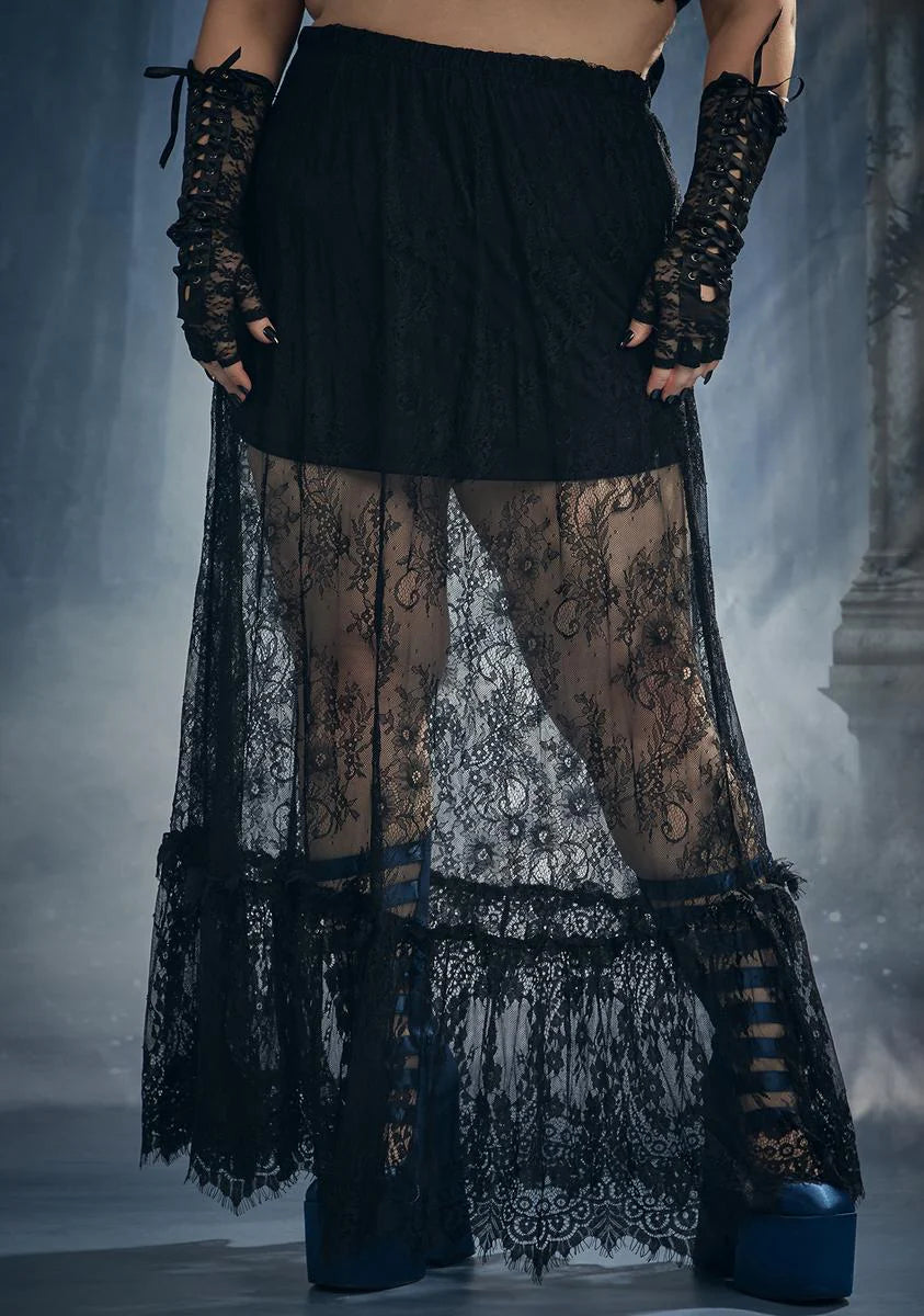 Servin' Midnight Meal Lace Maxi Skirt