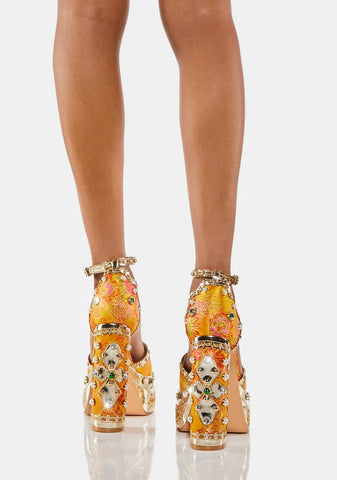 Orange Aim For The Eyes Platform Heels
