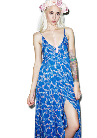 Starry Blue Floral Atlantis Wrap Dress