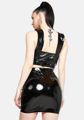 Wicked Winter Nights Vegan Leather Skirt Set