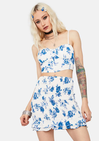 Rose Garden Floral Corset Top & Skirt Set