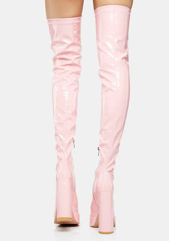 Pink The Redemption Stretch Thigh High Boots