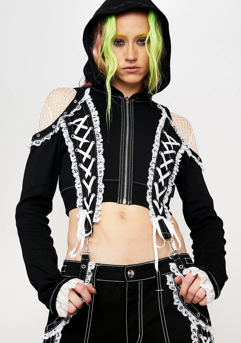 Lace Crop Hoodie