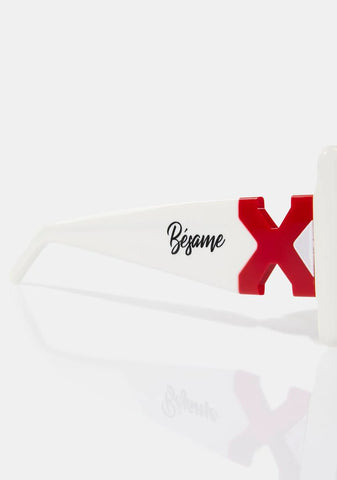 White Boxy Tic Tac Toe Sunglasses