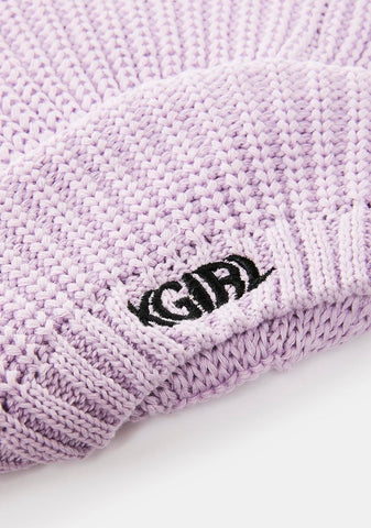 Purple Rib Knit Beret