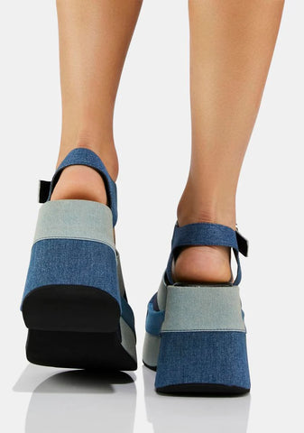Denim Know I'm Right Platform Sandals