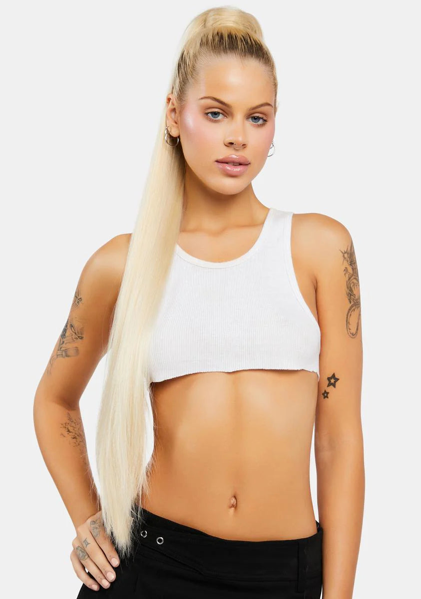Light Blonde Extra AF 34" Straight Wraparound Pony