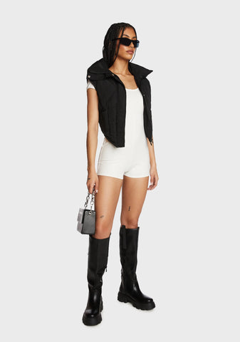 Annika Scoop Neck Ribbed Romper - White