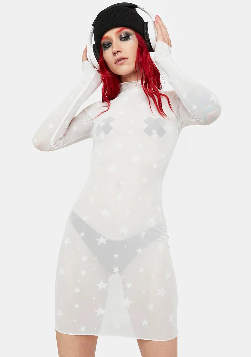 Icy Divine Sounds Mesh Mini Dress
