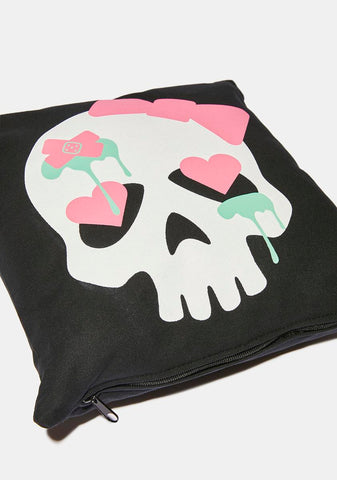 Pastel Goth Skull Pillow
