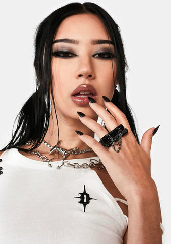 Distortion Double Finger Ring Set