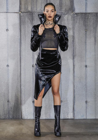 Snare Wet Look High Neck Shrug Jacket