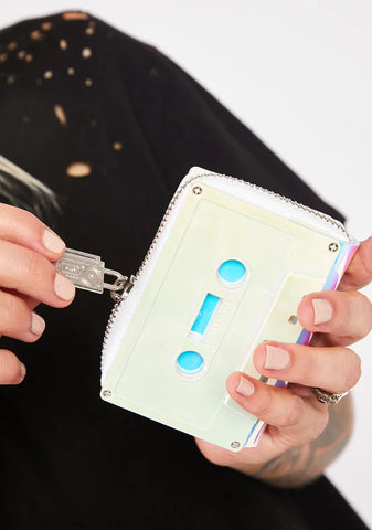 Electro White Retro Cassette Tape Wallet