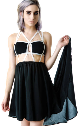 Stringing Ya Along Cage Cut Out Dress