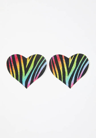 Zebra Glitter Heart Pasties