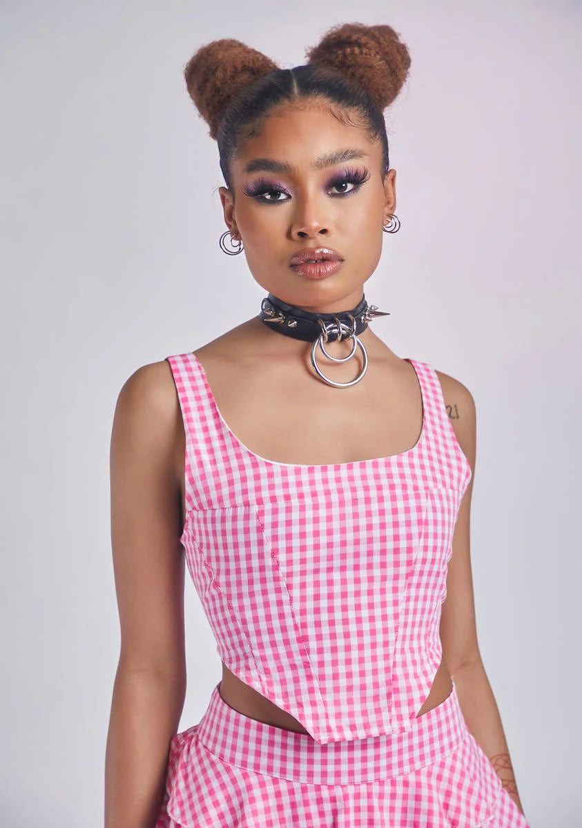 Diva Menage A Trois Gingham Corset Tank