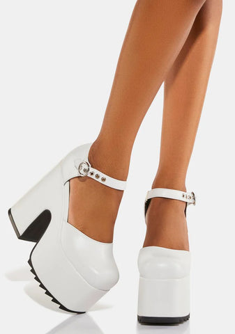 White Out Of State Platform Heels