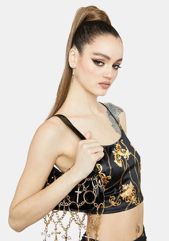 Baroque Lifestyle Satin Crop Tank